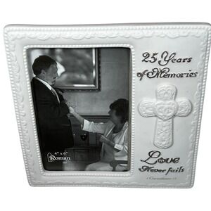 Roman Inc 25 Years of Memories Photo‎ Frame Cross Love Never Fails 4x6